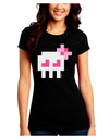 Retro 8-Bit Skull with Pink Bow Juniors Crew Dark T-Shirt-T-Shirts Juniors Tops-TooLoud-Black-Juniors Fitted Small-Davson Sales