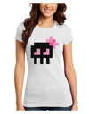 Retro 8-Bit Skull with Pink Bow Juniors T-Shirt-Womens Juniors T-Shirt-TooLoud-White-Juniors Fitted X-Small-Davson Sales