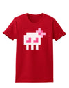 Retro 8-Bit Skull with Pink Bow Womens Dark T-Shirt-TooLoud-Red-X-Small-Davson Sales