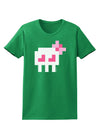 Retro 8-Bit Skull with Pink Bow Womens Dark T-Shirt-TooLoud-Kelly-Green-X-Small-Davson Sales