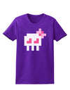 Retro 8-Bit Skull with Pink Bow Womens Dark T-Shirt-TooLoud-Purple-X-Small-Davson Sales