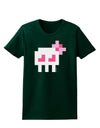 Retro 8-Bit Skull with Pink Bow Womens Dark T-Shirt-TooLoud-Forest-Green-Small-Davson Sales