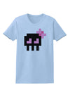 Retro 8-Bit Skull with Pink Bow Womens T-Shirt-Womens T-Shirt-TooLoud-Light-Blue-X-Small-Davson Sales