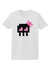 Retro 8-Bit Skull with Pink Bow Womens T-Shirt-Womens T-Shirt-TooLoud-White-X-Small-Davson Sales