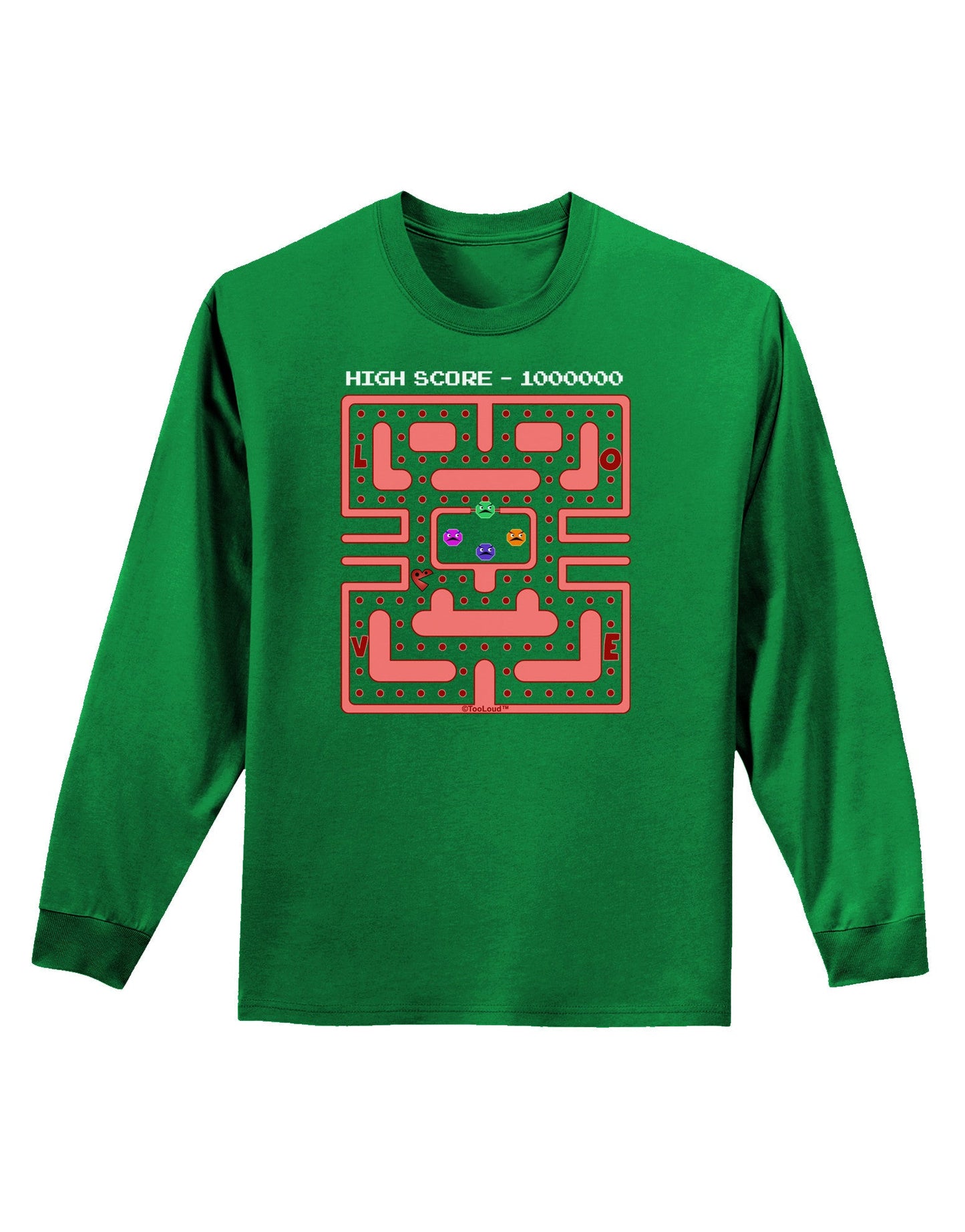 Retro Heart Man Adult Long Sleeve Dark T-Shirt-TooLoud-Kelly-Green-Small-Davson Sales