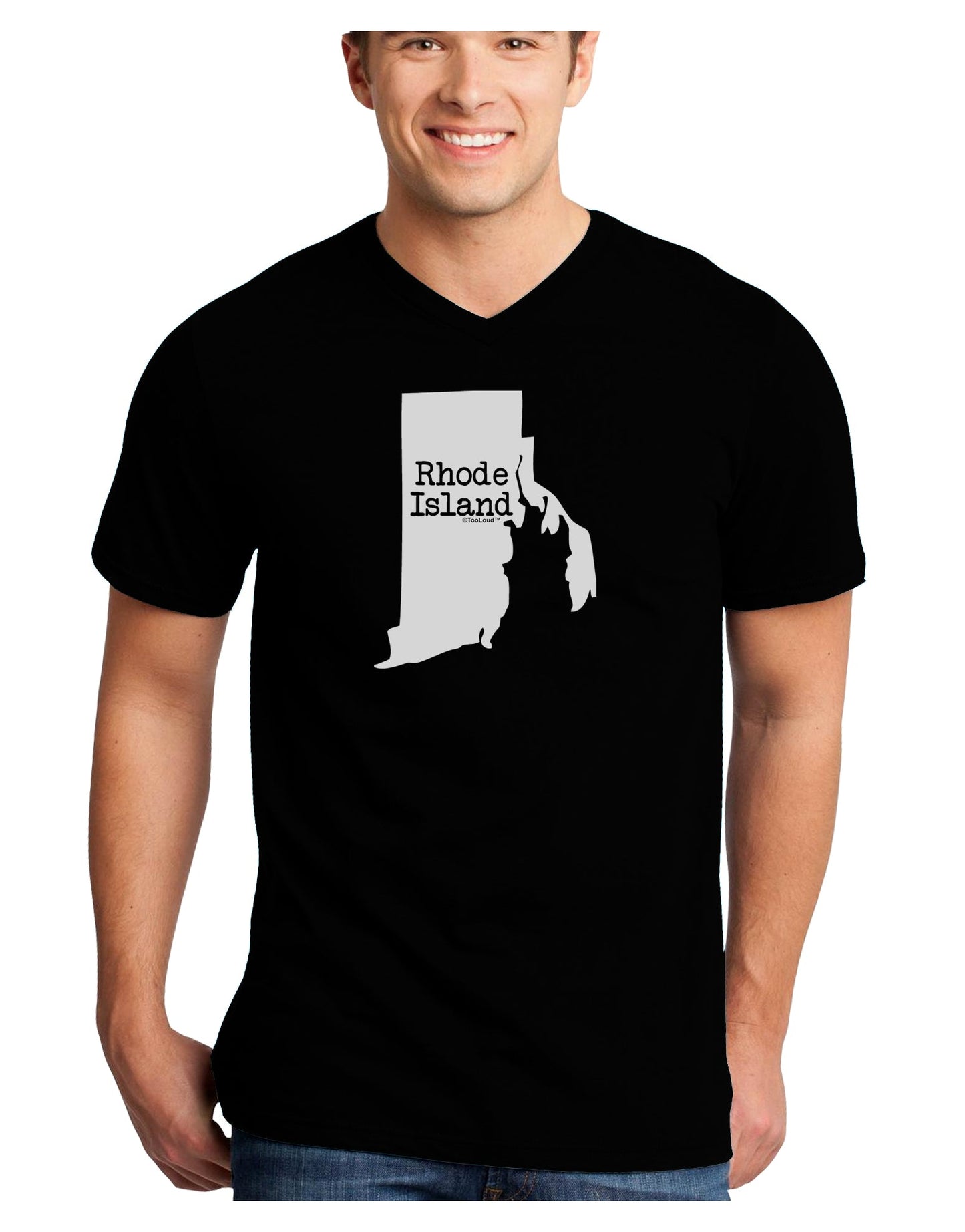 Rhode Island - United States Shape Adult Dark V-Neck T-Shirt by TooLoud-Mens V-Neck T-Shirt-TooLoud-Black-Small-Davson Sales