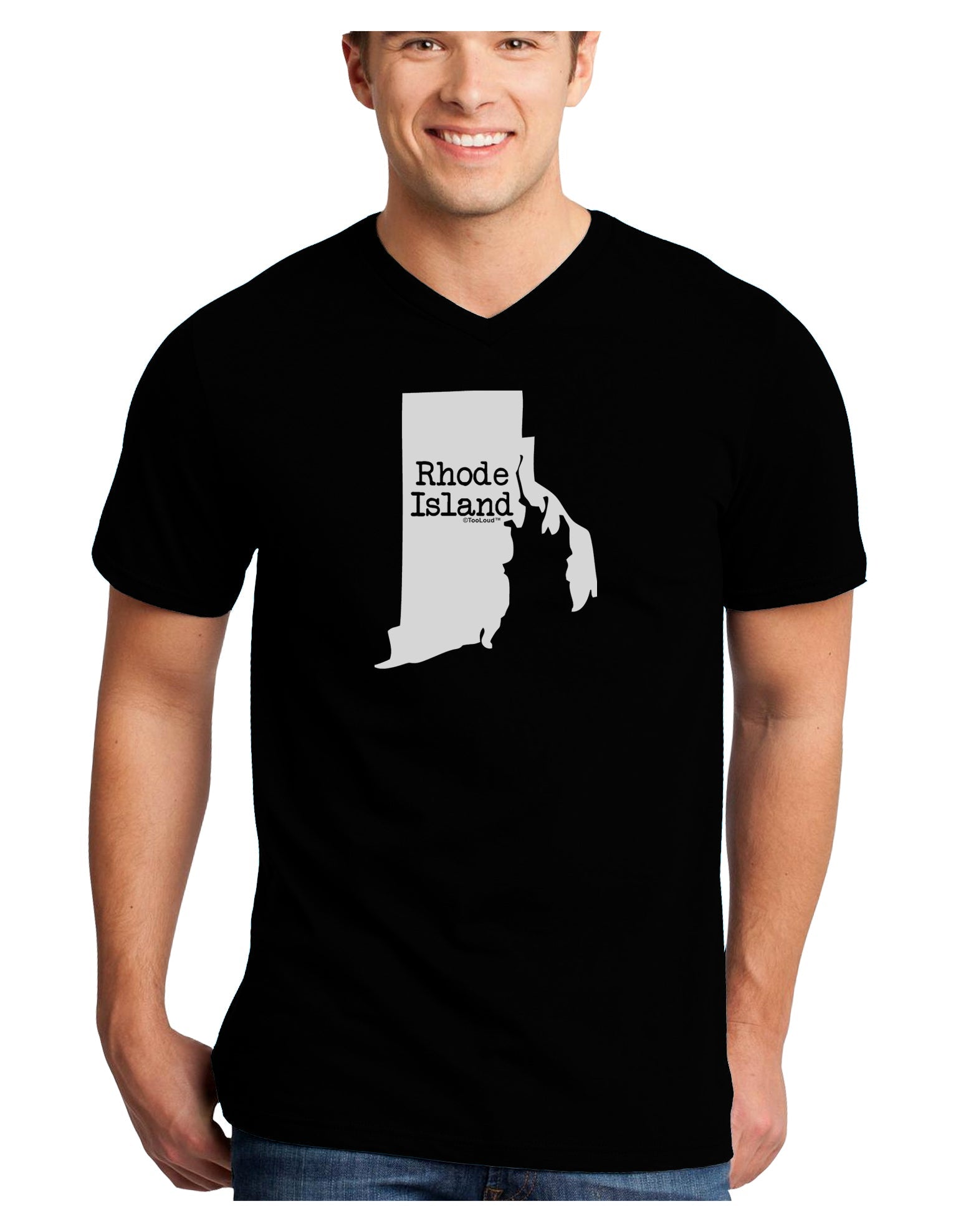Rhode Island - United States Shape Adult Dark V-Neck T-Shirt by TooLoud-Mens V-Neck T-Shirt-TooLoud-Black-Small-Davson Sales