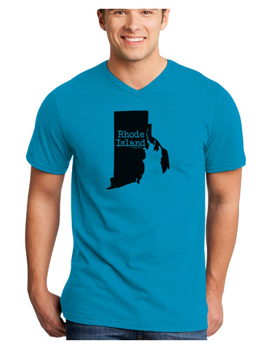 Rhode Island - United States Shape Adult V-Neck T-shirt by TooLoud-Mens V-Neck T-Shirt-TooLoud-Turquoise-Small-Davson Sales