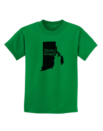 Rhode Island - United States Shape Childrens T-Shirt by TooLoud-Childrens T-Shirt-TooLoud-Kelly-Green-X-Small-Davson Sales