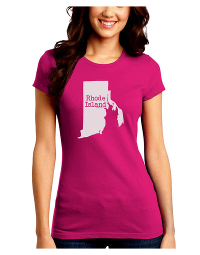 Rhode Island - United States Shape Juniors Crew Dark T-Shirt by TooLoud-T-Shirts Juniors Tops-TooLoud-Hot-Pink-Juniors Fitted Small-Davson Sales