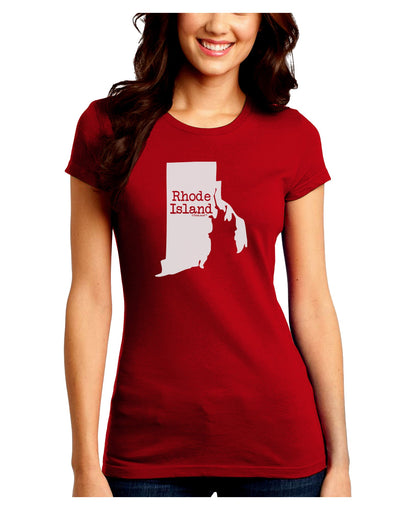 Rhode Island - United States Shape Juniors Crew Dark T-Shirt by TooLoud-T-Shirts Juniors Tops-TooLoud-Red-Juniors Fitted Small-Davson Sales