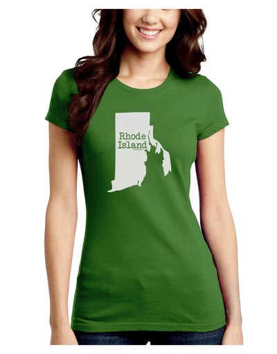 Rhode Island - United States Shape Juniors Crew Dark T-Shirt by TooLoud-T-Shirts Juniors Tops-TooLoud-Kiwi-Green-Juniors Fitted X-Small-Davson Sales