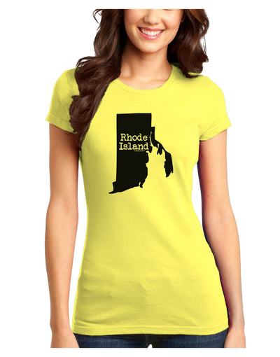Rhode Island - United States Shape Juniors T-Shirt by TooLoud-Womens Juniors T-Shirt-TooLoud-Yellow-Juniors Fitted X-Small-Davson Sales