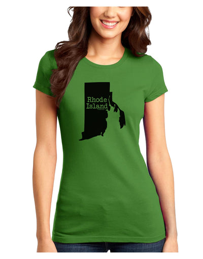 Rhode Island - United States Shape Juniors T-Shirt by TooLoud-Womens Juniors T-Shirt-TooLoud-Kiwi-Green-Juniors Fitted X-Small-Davson Sales
