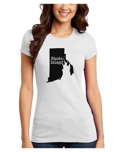 Rhode Island - United States Shape Juniors T-Shirt by TooLoud-Womens Juniors T-Shirt-TooLoud-White-Juniors Fitted X-Small-Davson Sales