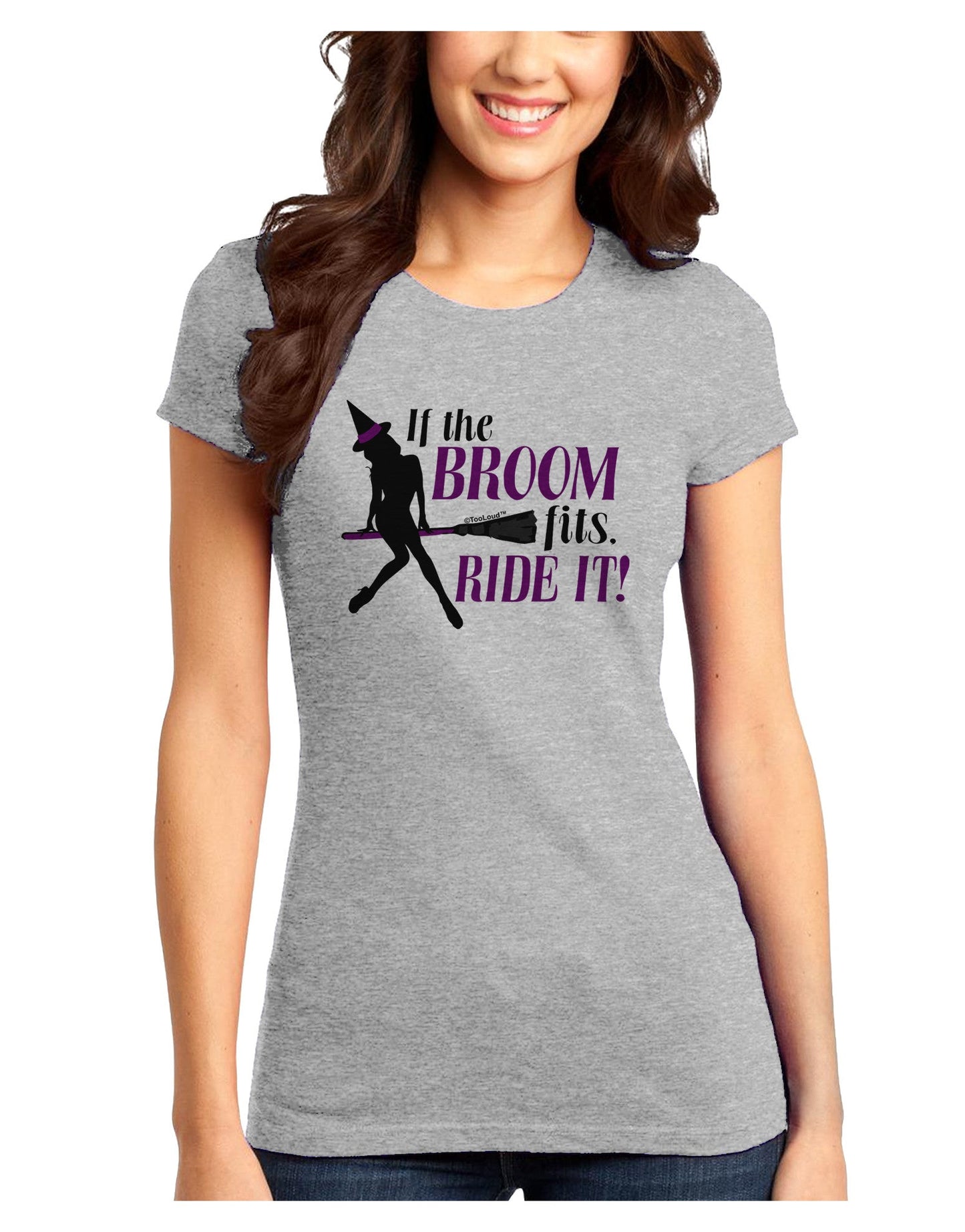 Ride It Purple Juniors T-Shirt-Womens Juniors T-Shirt-TooLoud-Ash-Gray-Juniors Fitted X-Small-Davson Sales