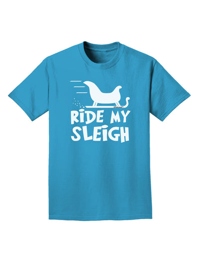 Ride My Sleigh BnW Adult Dark T-Shirt-Mens T-Shirt-TooLoud-Turquoise-Small-Davson Sales