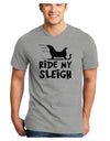 Ride My Sleigh BnW Adult V-Neck T-shirt-Mens V-Neck T-Shirt-TooLoud-HeatherGray-Small-Davson Sales