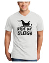 Ride My Sleigh BnW Adult V-Neck T-shirt-Mens V-Neck T-Shirt-TooLoud-White-Small-Davson Sales