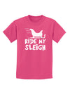 Ride My Sleigh BnW Childrens Dark T-Shirt-Childrens T-Shirt-TooLoud-Sangria-X-Small-Davson Sales