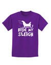 Ride My Sleigh BnW Childrens Dark T-Shirt-Childrens T-Shirt-TooLoud-Purple-X-Small-Davson Sales