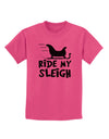 Ride My Sleigh BnW Childrens T-Shirt-Childrens T-Shirt-TooLoud-Sangria-X-Small-Davson Sales