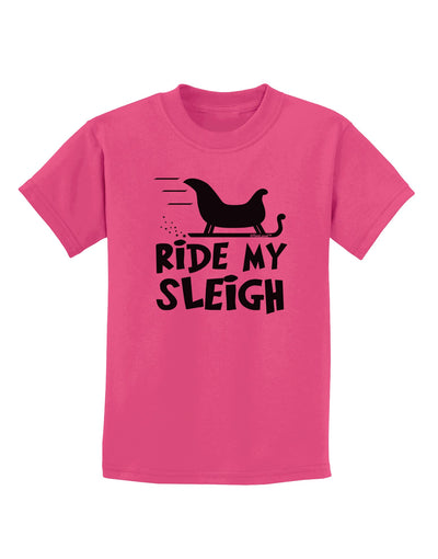 Ride My Sleigh BnW Childrens T-Shirt-Childrens T-Shirt-TooLoud-Sangria-X-Small-Davson Sales