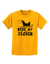 Ride My Sleigh BnW Childrens T-Shirt-Childrens T-Shirt-TooLoud-Gold-X-Small-Davson Sales