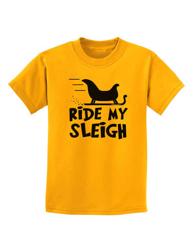 Ride My Sleigh BnW Childrens T-Shirt-Childrens T-Shirt-TooLoud-Gold-X-Small-Davson Sales