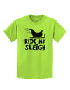 Ride My Sleigh BnW Childrens T-Shirt-Childrens T-Shirt-TooLoud-Lime-Green-X-Small-Davson Sales