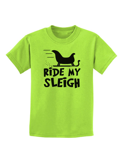 Ride My Sleigh BnW Childrens T-Shirt-Childrens T-Shirt-TooLoud-Lime-Green-X-Small-Davson Sales