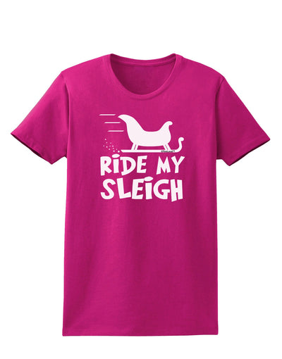 Ride My Sleigh BnW Womens Dark T-Shirt-TooLoud-Hot-Pink-Small-Davson Sales