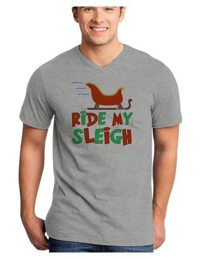 Ride My Sleigh Color Adult V-Neck T-shirt-Mens V-Neck T-Shirt-TooLoud-HeatherGray-Small-Davson Sales