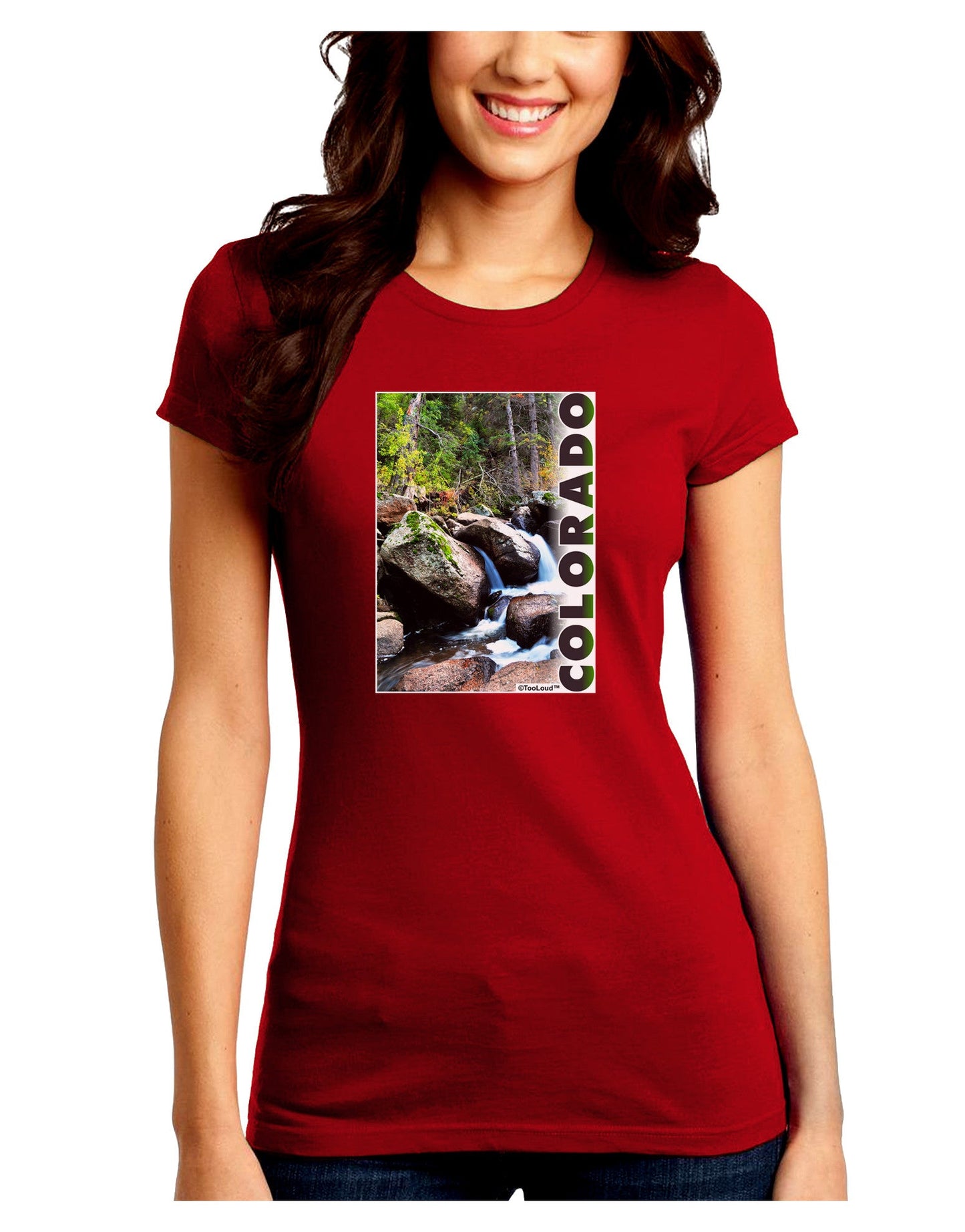 Rockies River with Text Juniors Petite Crew Dark T-Shirt-T-Shirts Juniors Tops-TooLoud-Red-Juniors Fitted Small-Davson Sales