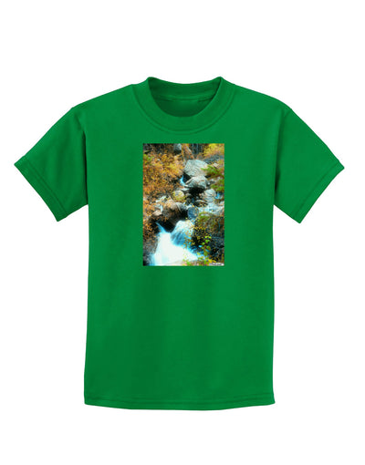 Rockies Waterfall Childrens Dark T-Shirt-Childrens T-Shirt-TooLoud-Kelly-Green-X-Small-Davson Sales