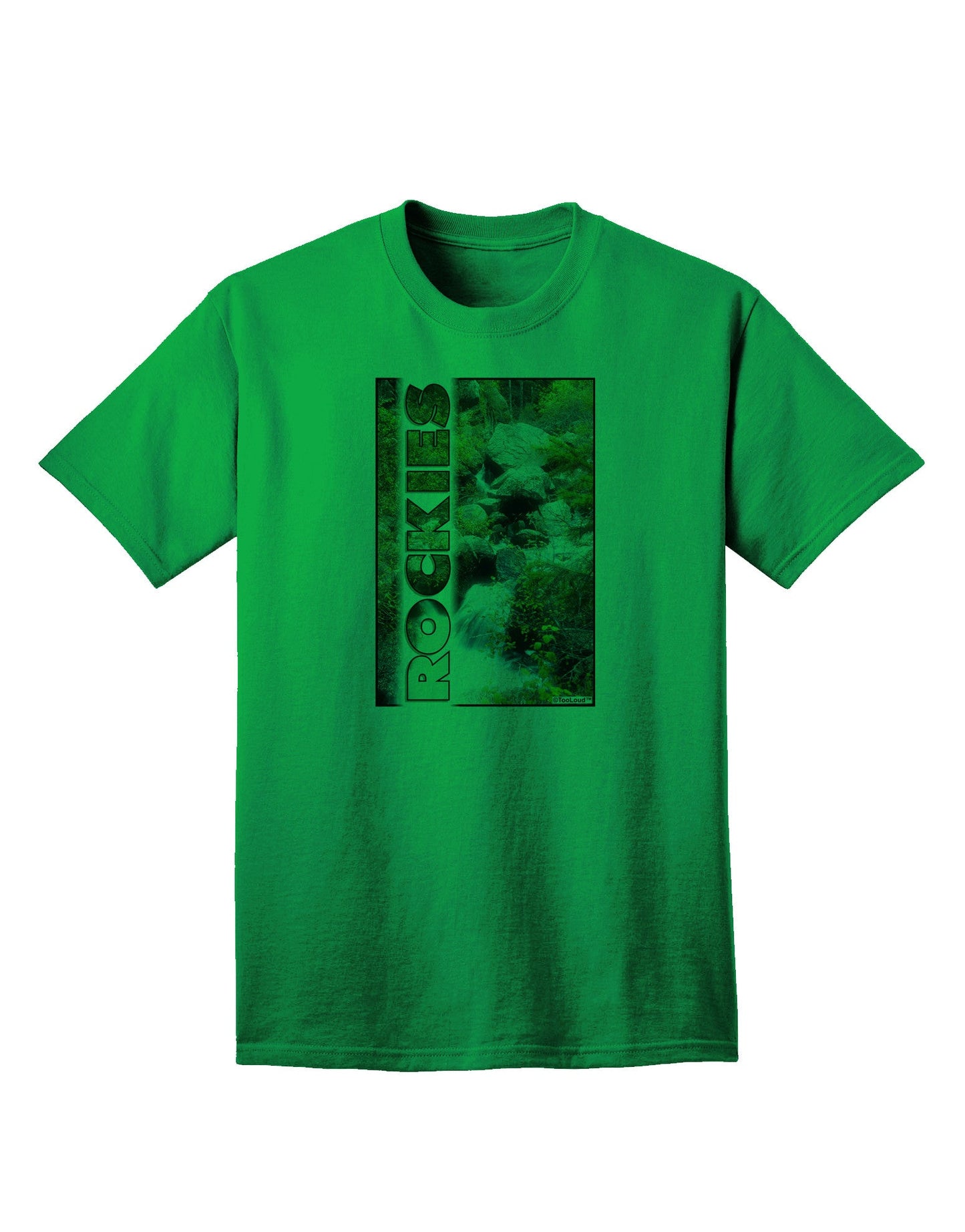Rockies Waterfall Graphic: Premium Adult T-Shirt with Custom Text Option-Mens T-shirts-TooLoud-Kelly-Green-Small-Davson Sales