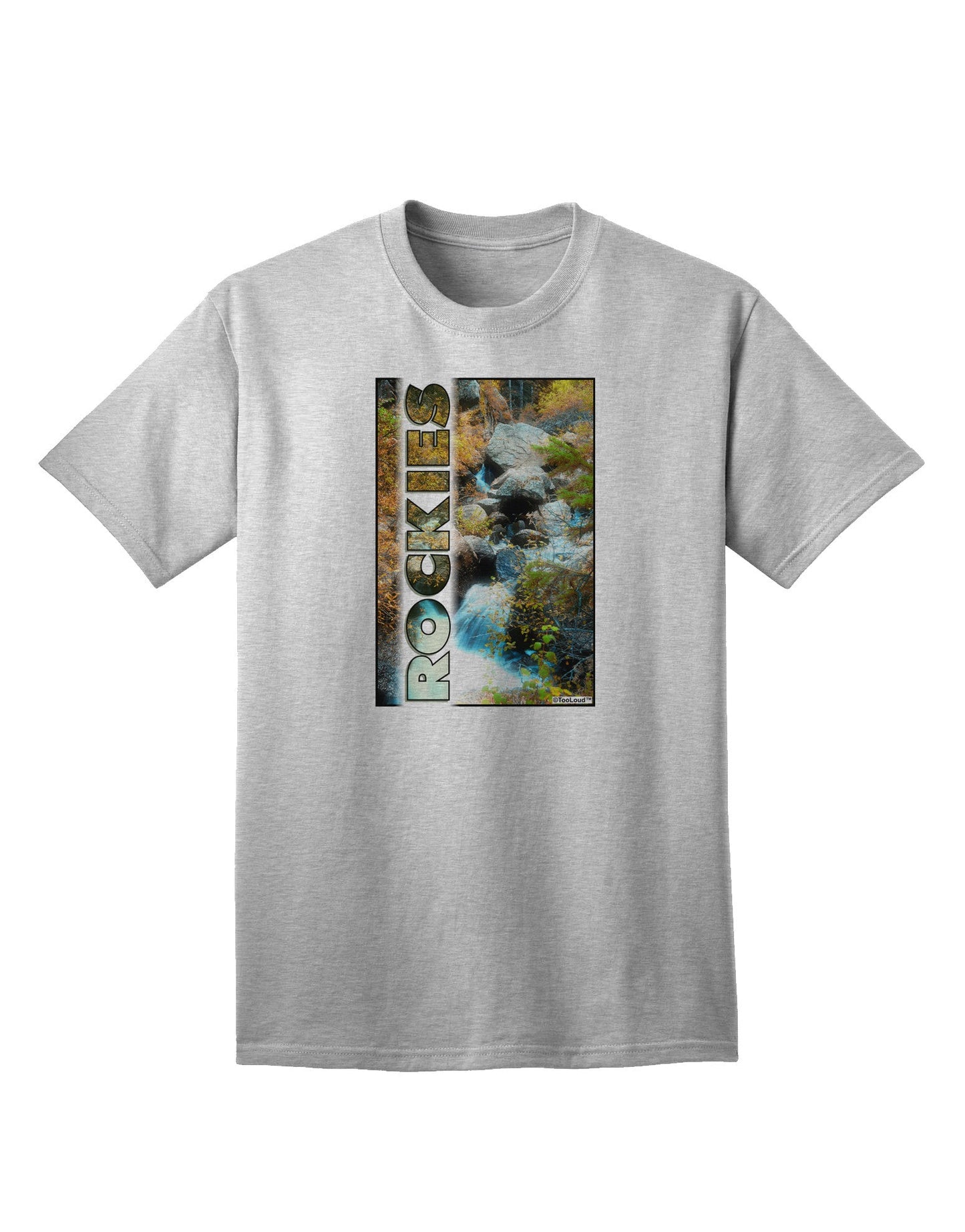 Rockies Waterfall Graphic: Premium Adult T-Shirt with Custom Text Option-Mens T-shirts-TooLoud-AshGray-Small-Davson Sales