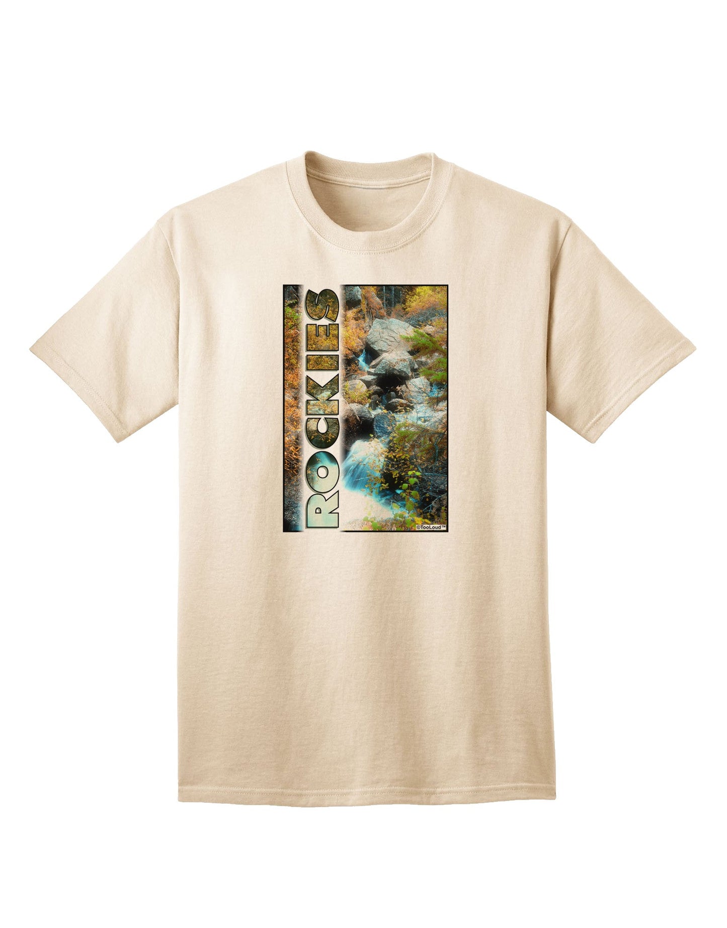 Rockies Waterfall Graphic: Premium Adult T-Shirt with Custom Text Option-Mens T-shirts-TooLoud-Natural-Small-Davson Sales