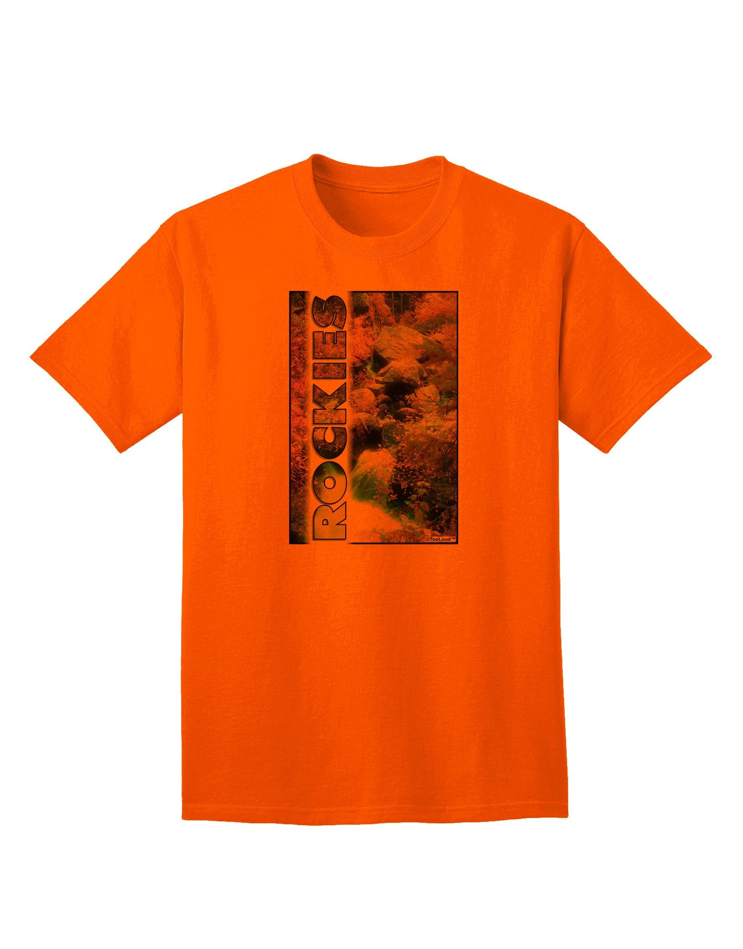 Rockies Waterfall Graphic: Premium Adult T-Shirt with Custom Text Option-Mens T-shirts-TooLoud-Orange-Small-Davson Sales