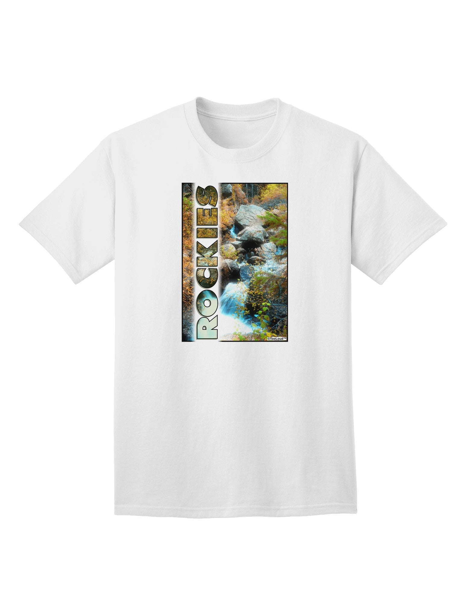 Rockies Waterfall Graphic: Premium Adult T-Shirt with Custom Text Option-Mens T-shirts-TooLoud-White-Small-Davson Sales