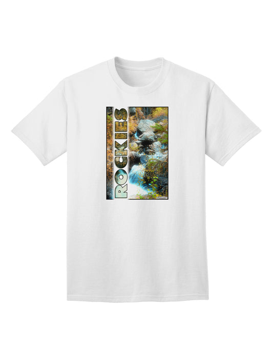 Rockies Waterfall Graphic: Premium Adult T-Shirt with Custom Text Option-Mens T-shirts-TooLoud-White-Small-Davson Sales