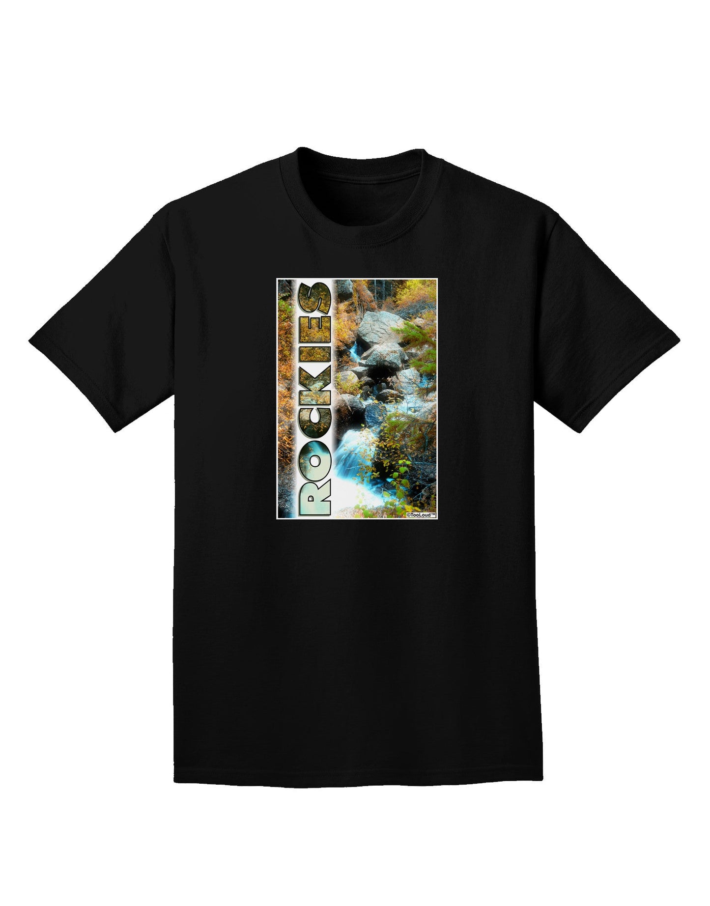 Rockies Waterfall with Text Adult Dark T-Shirt-Mens T-Shirt-TooLoud-Black-Small-Davson Sales