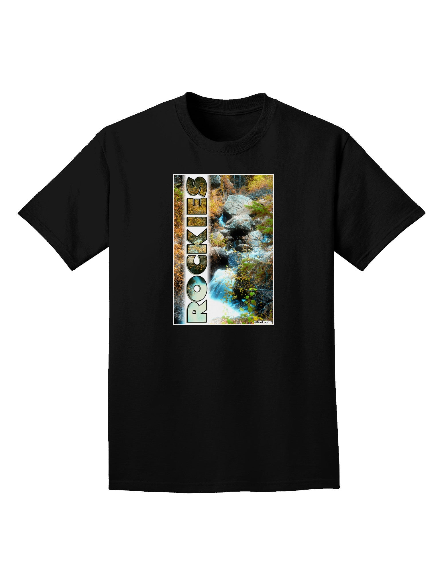 Rockies Waterfall with Text Adult Dark T-Shirt-Mens T-Shirt-TooLoud-Black-Small-Davson Sales