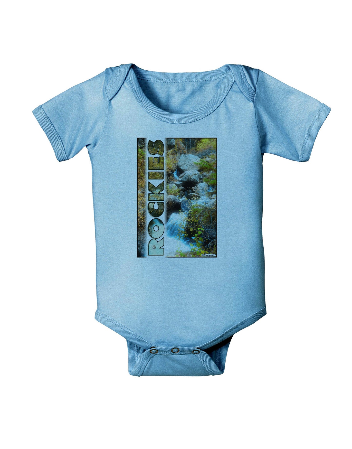 Rockies Waterfall with Text Baby Romper Bodysuit-Baby Romper-TooLoud-LightBlue-06-Months-Davson Sales