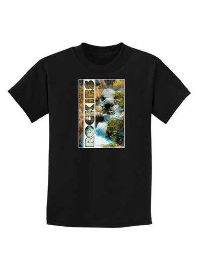 Rockies Waterfall with Text Childrens Dark T-Shirt-Childrens T-Shirt-TooLoud-Black-X-Small-Davson Sales