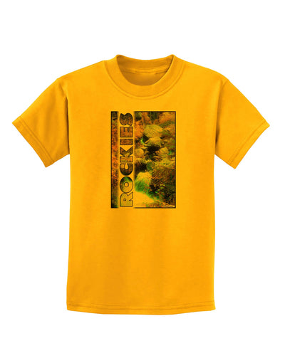 Rockies Waterfall with Text Childrens T-Shirt-Childrens T-Shirt-TooLoud-Gold-X-Small-Davson Sales