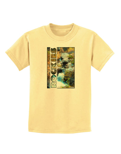 Rockies Waterfall with Text Childrens T-Shirt-Childrens T-Shirt-TooLoud-Daffodil-Yellow-X-Small-Davson Sales