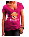 Roll Out Cute Roll Juniors V-Neck Dark T-Shirt-Womens V-Neck T-Shirts-TooLoud-Hot-Pink-Juniors Fitted Small-Davson Sales