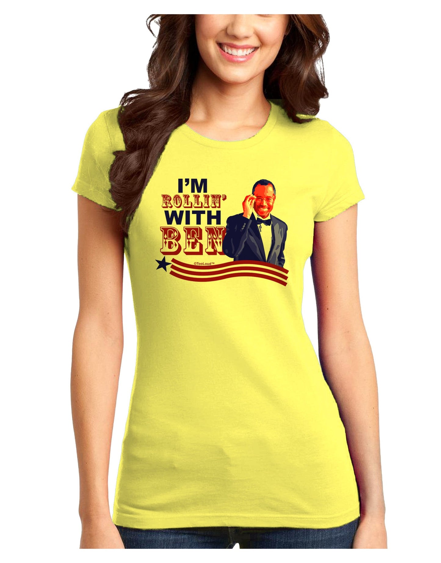 Rollin' With Ben Juniors T-Shirt-Womens Juniors T-Shirt-TooLoud-Yellow-Juniors Fitted X-Small-Davson Sales