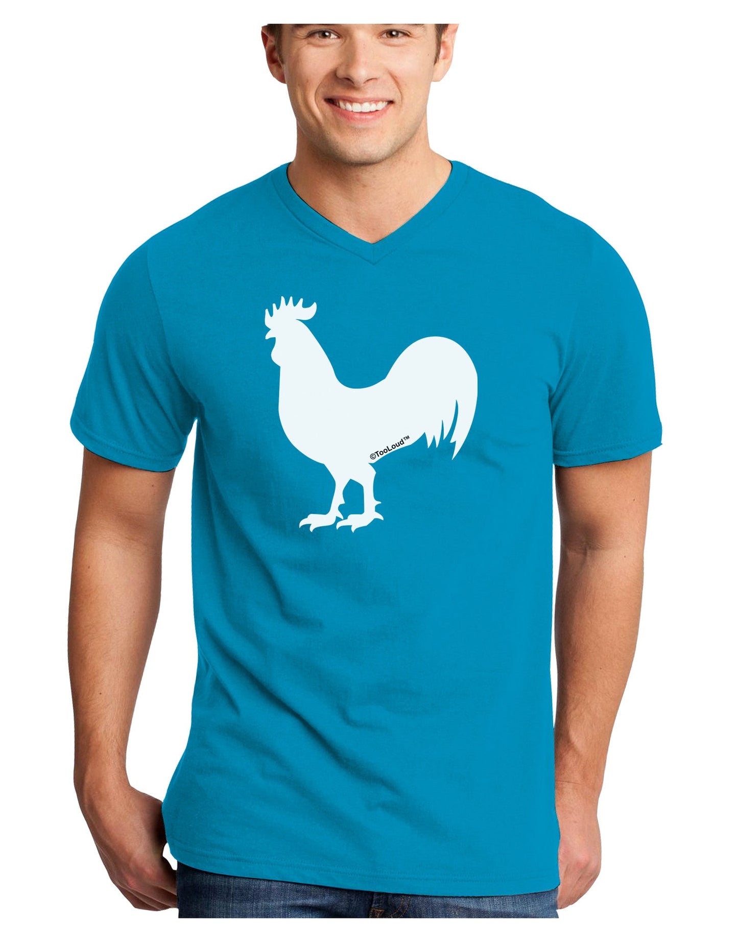Rooster Silhouette Design Adult Dark V-Neck T-Shirt-Mens V-Neck T-Shirt-TooLoud-Turquoise-Small-Davson Sales